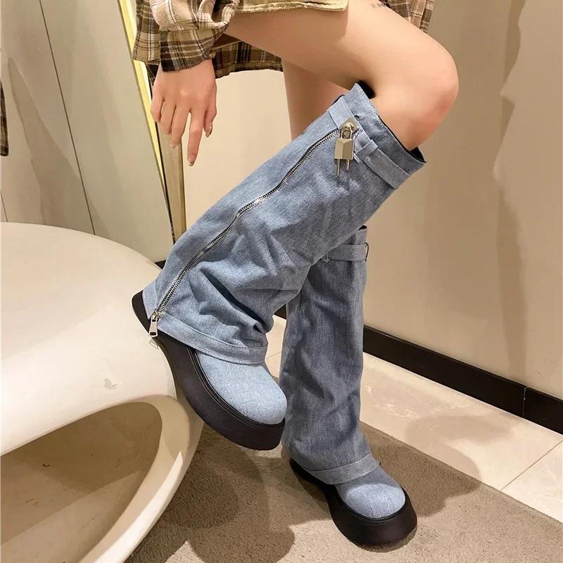 Женские плиссированные сапоги на толстой платформе до колена из денима, женские ковбойские сапоги с толстой подошвой и танкеткой, с боковой молнией, 2024 37 синий
Женские плиссированные сапоги на толстой платформе до колена из денима, женские ковбойские сапоги с толстой подошвой и танкеткой, с боковой молнией, 2024 37 синий