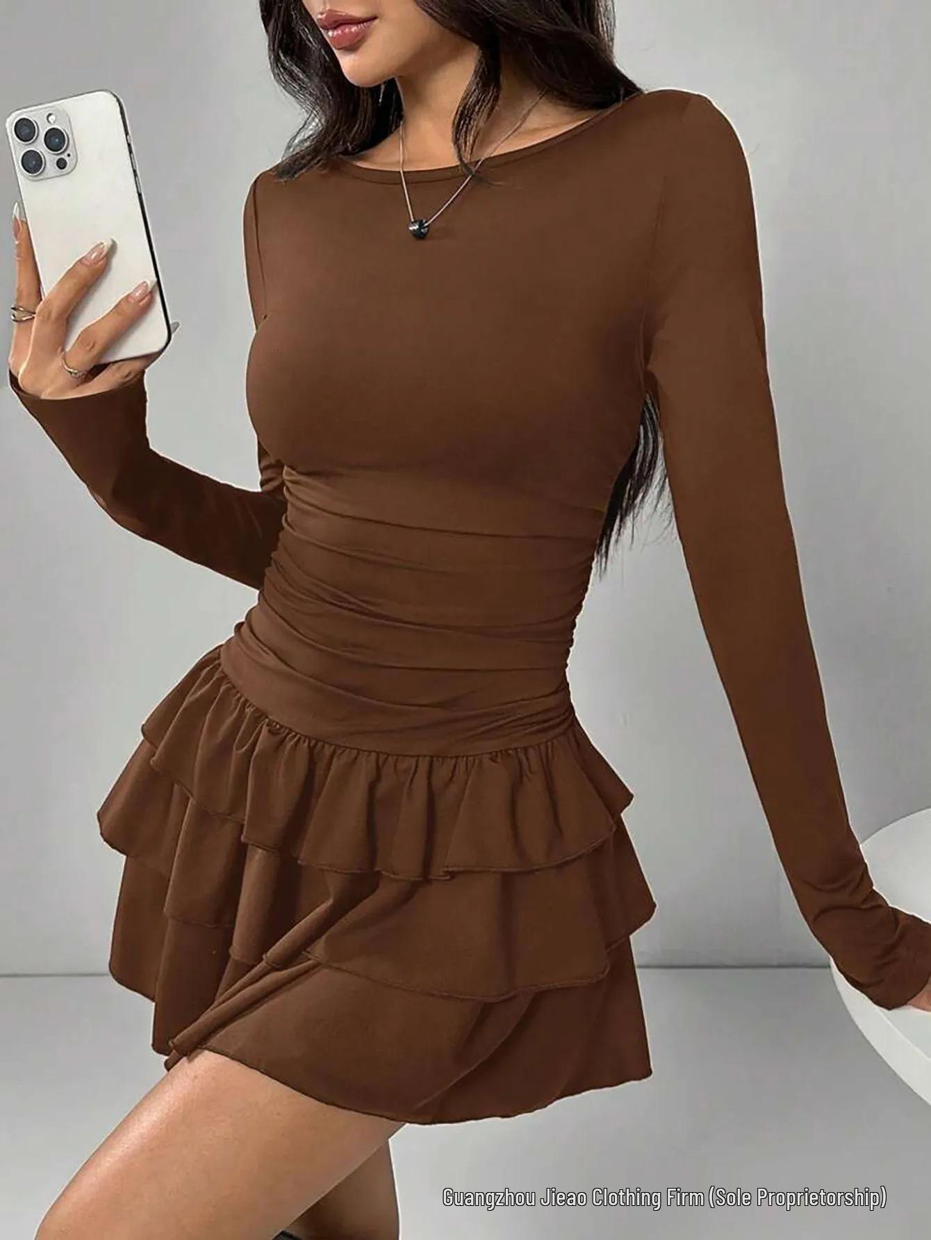 2026 Spring/Summer Slim Fit Solid Color Long Sleeve Dress - Women s Fashion M кавовий
2026 Spring/Summer Slim Fit Solid Color Long Sleeve Dress - Women s Fashion M кавовий