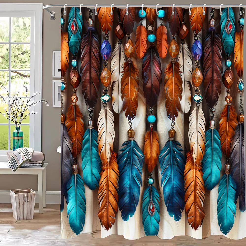 1Pc Colorful Bohemian Feather Print Shower Curtain Partition Privacy Hanging Bathroom Curtain With 12 Hooks Machine Washable W60H190(CM)-1 Pcs
1Pc Colorful Bohemian Feather Print Shower Curtain Partition Privacy Hanging Bathroom Curtain With 12 Hooks Machine Washable W60H190(CM)-1 Pcs