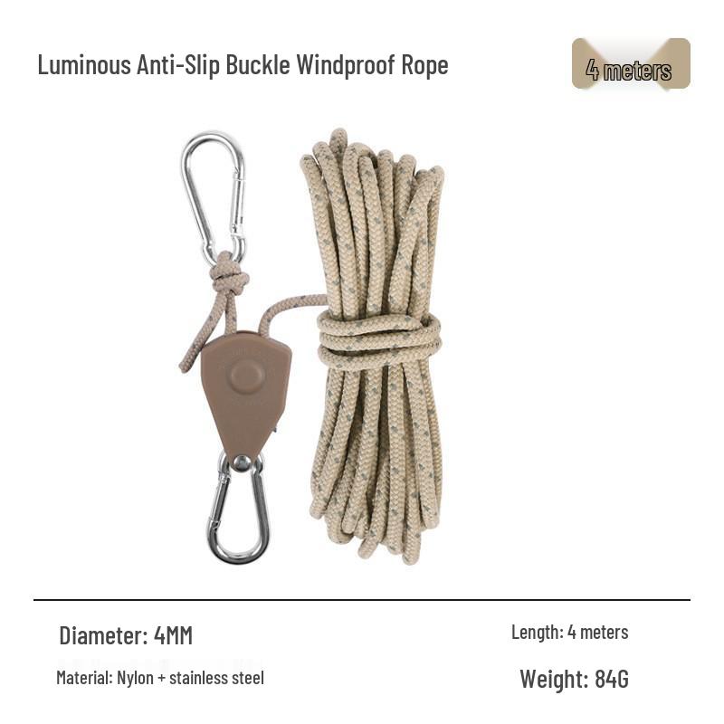 Reflective Windproof Tent Rope Set with Metal Tensioners, 6mm & 4mm Adjustable Pulleys
Reflective Windproof Tent Rope Set with Metal Tensioners, 6mm & 4mm Adjustable Pulleys