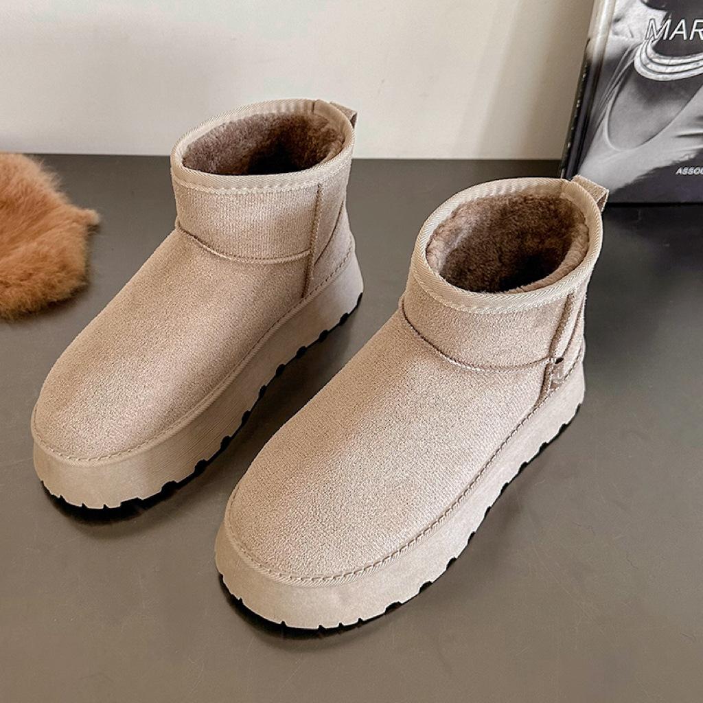 Осенне-зимние короткие зимние сапоги-трубы для женщин, трансграничные, большого размера, плюс, средний каблук, плоская подошва, хлопковые сапоги 35-41 40 хаки