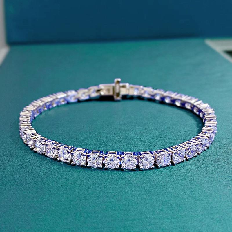 Luoxi Temple Jewelry 2023: 925 Sterling Silver Bracelet with High Carbon Diamonds, 4mm, 18K White Gold Plated, Fashionable Style 16cm 
Luoxi Temple Jewelry 2023: 925 Sterling Silver Bracelet with High Carbon Diamonds, 4mm, 18K White Gold Plated, Fashionable Style 16cm