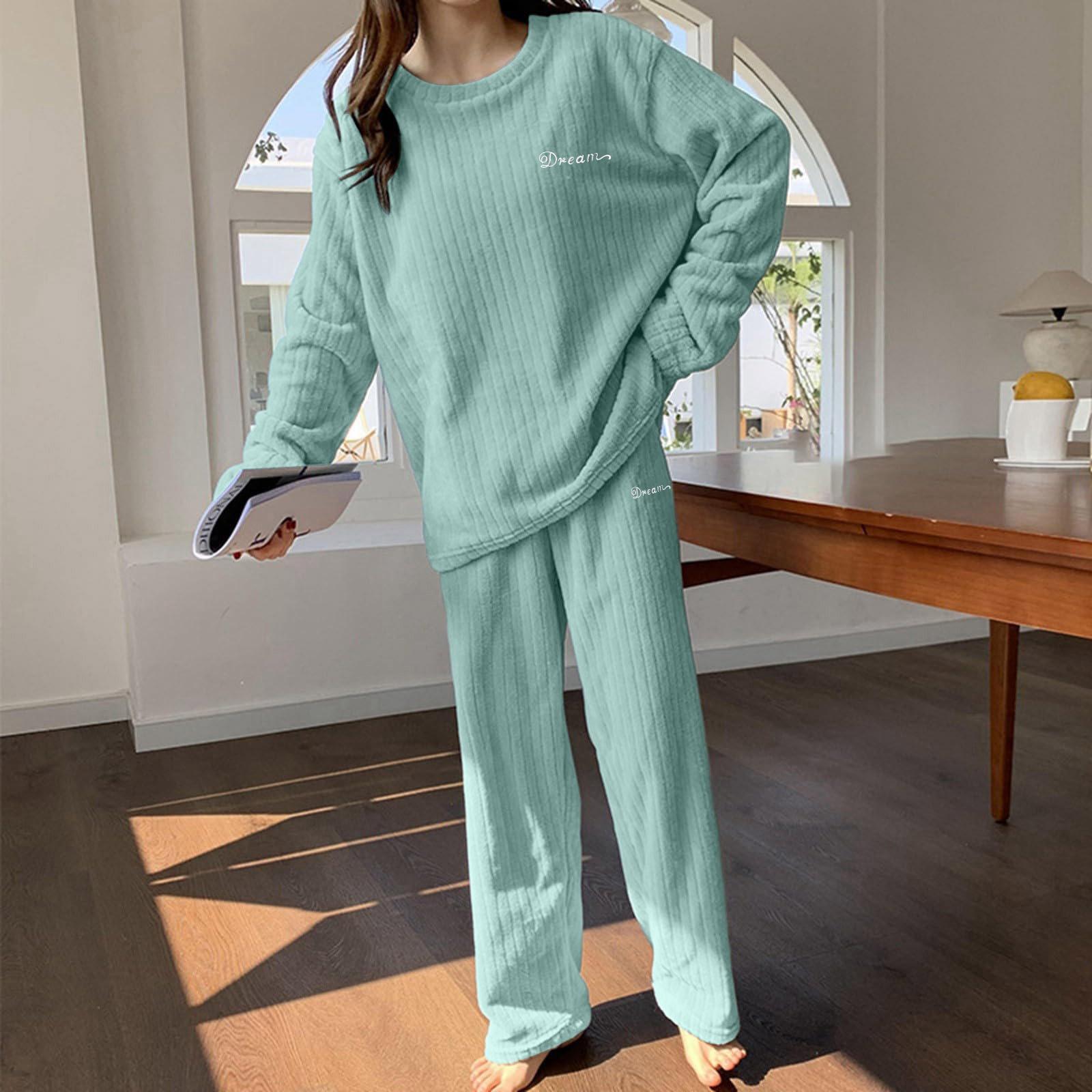Women Set Long Sleeve Lounging Warm Sleepwear Winter High Elastic Crewneck Loungewear Sets One Size синий
Women Set Long Sleeve Lounging Warm Sleepwear Winter High Elastic Crewneck Loungewear Sets One Size синий