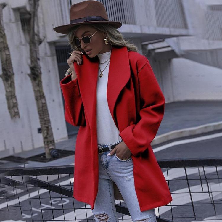 Fashion Women Woolen Coat Long Lapel Winter Autumn Coat S червоний
Fashion Women Woolen Coat Long Lapel Winter Autumn Coat S червоний