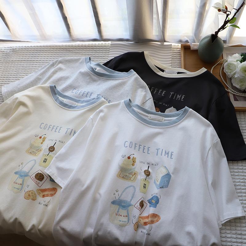 2025 Korean Style Color Block Cartoon Print Crew Neck Loose T-shirt for Women One Size
2025 Korean Style Color Block Cartoon Print Crew Neck Loose T-shirt for Women One Size