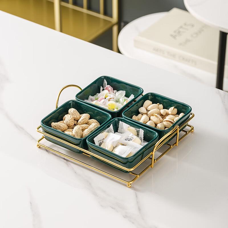 Divided Ceramic Fruit Plate with Gold Stand
Divided Ceramic Fruit Plate with Gold Stand