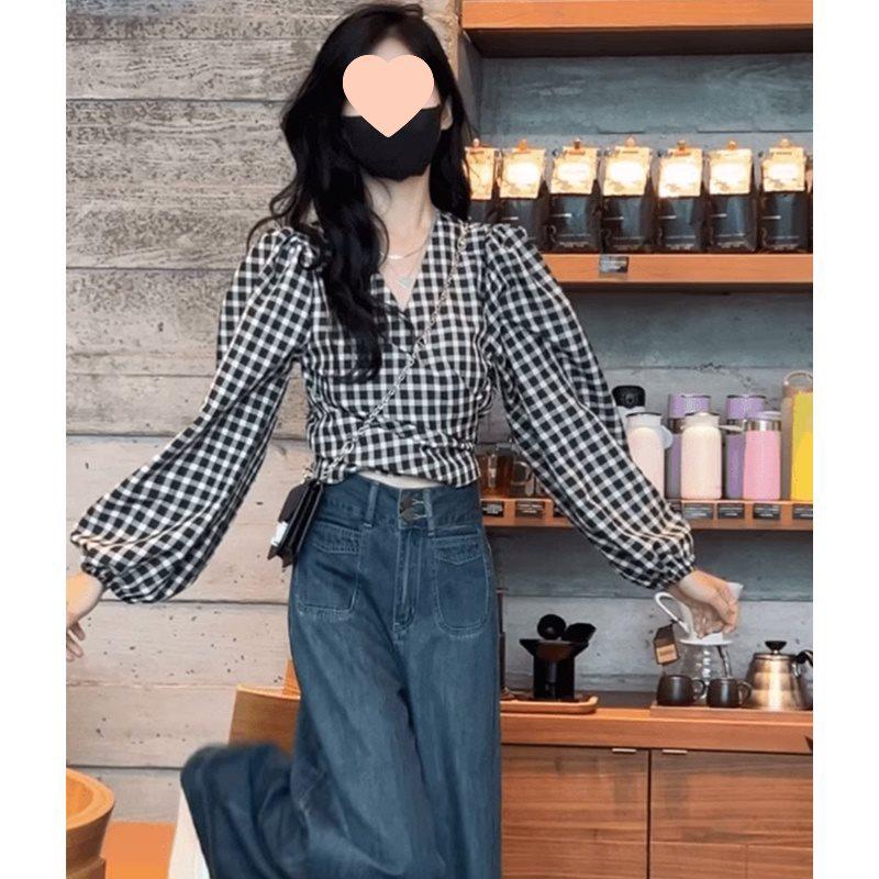 Women s Retro Plaid V-neck Lantern Sleeve Tie-up Top - Early Autumn Slim Fit Large
Women s Retro Plaid V-neck Lantern Sleeve Tie-up Top - Early Autumn Slim Fit Large