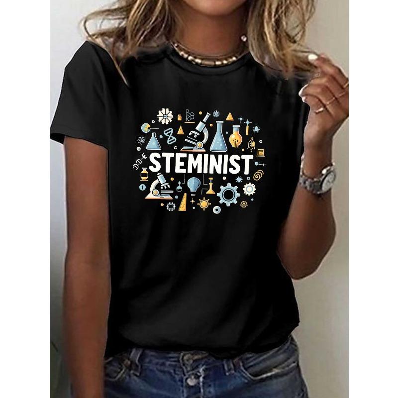 European sizes Women s Steminist Science Icons T-Shirt - Short Sleeve Crew Neck Top with Marie Curie, Rosalind 4XL
European sizes Women s Steminist Science Icons T-Shirt - Short Sleeve Crew Neck Top with Marie Curie, Rosalind 4XL