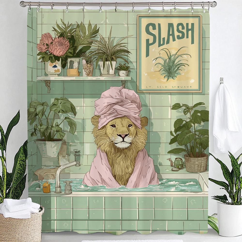Bathroom Zebra Cat and Dog Shower Curtain, Floral Plants, Pink Walls and Bathtub Green Tile Bathroom Decorative Shower Curtain 90x180cm-35x70in
Bathroom Zebra Cat and Dog Shower Curtain, Floral Plants, Pink Walls and Bathtub Green Tile Bathroom Decorative Shower Curtain 90x180cm-35x70in