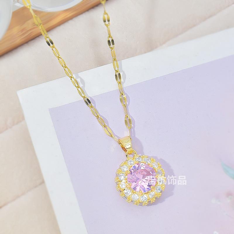 Круглое ожерелье из розового циркония для женщин, легкое, роскошное, индивидуальное, дизайн, темперамент, подвеска, ювелирное изделие
Круглое ожерелье из розового циркония для женщин, легкое, роскошное, индивидуальное, дизайн, темперамент, подвеска, ювелирное изделие