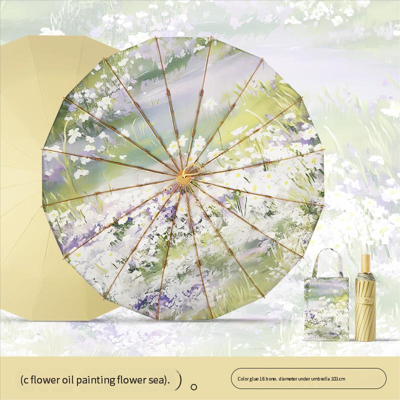 Высококачественный 16-спицевый ручной зонт от солнца для женской защиты от солнца, ультрафиолетовый, дождевой, двойного назначения, цветной клей, складной, масляный Aluminum&16K
Высококачественный 16-спицевый ручной зонт от солнца для женской защиты от солнца, ультрафиолетовый, дождевой, двойного назначения, цветной клей, складной, масляный Aluminum&16K