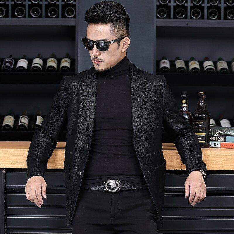 Мужская куртка из натуральной овечьей кожи с воротником из крокодиловой кожи, мужская повседневная куртка из натуральной кожи с воротником L
Мужская куртка из натуральной овечьей кожи с воротником из крокодиловой кожи, мужская повседневная куртка из натуральной кожи с воротником L