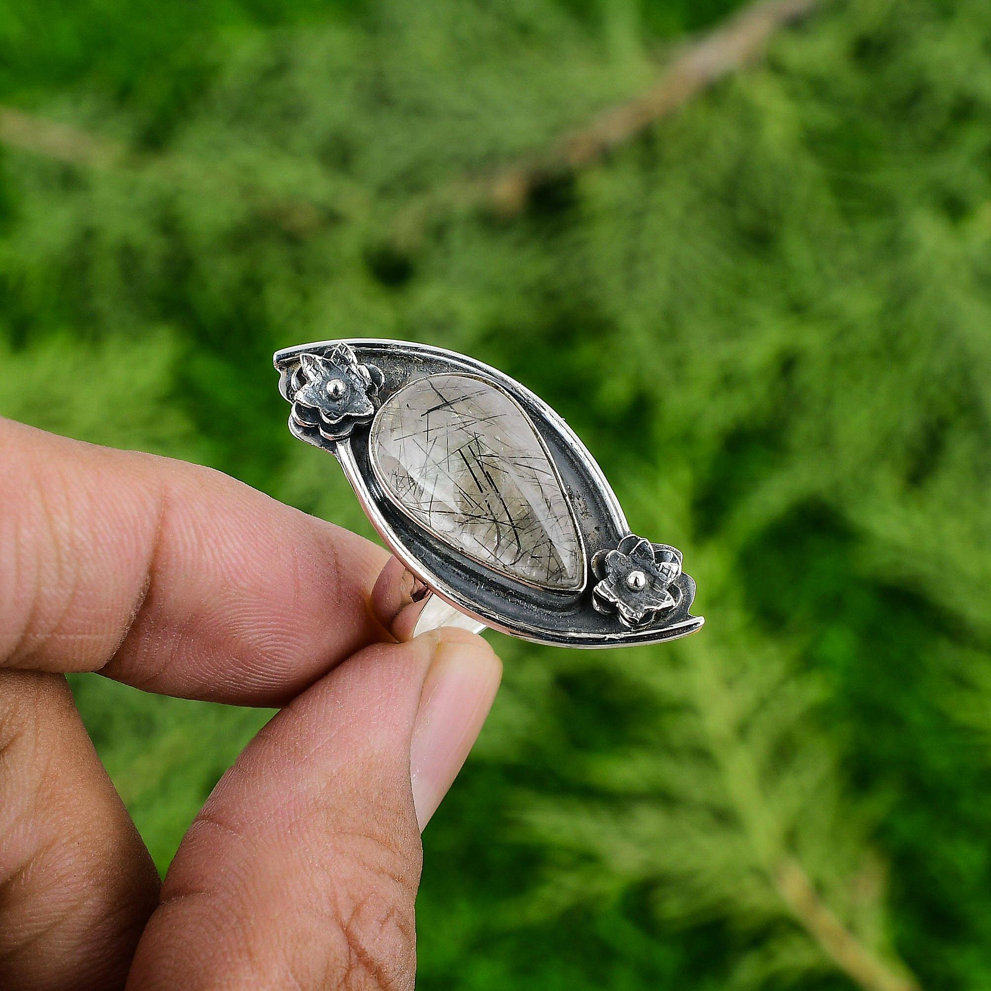 Серебро 925 пробы Натуральный черный кварц-рутил Цветок Солитер Кольцо для дочери Ювелирные изделия Adjustable
Серебро 925 пробы Натуральный черный кварц-рутил Цветок Солитер Кольцо для дочери Ювелирные изделия Adjustable