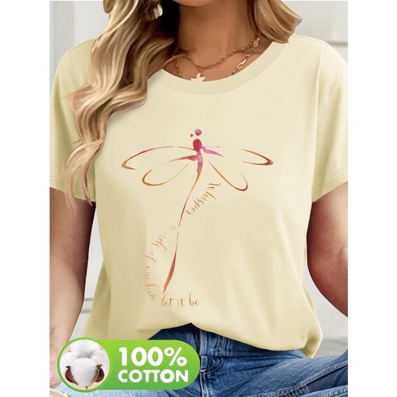 Dragonfly Print 100% Cotton Short Sleeve T-shirt for Women XL
Dragonfly Print 100% Cotton Short Sleeve T-shirt for Women XL