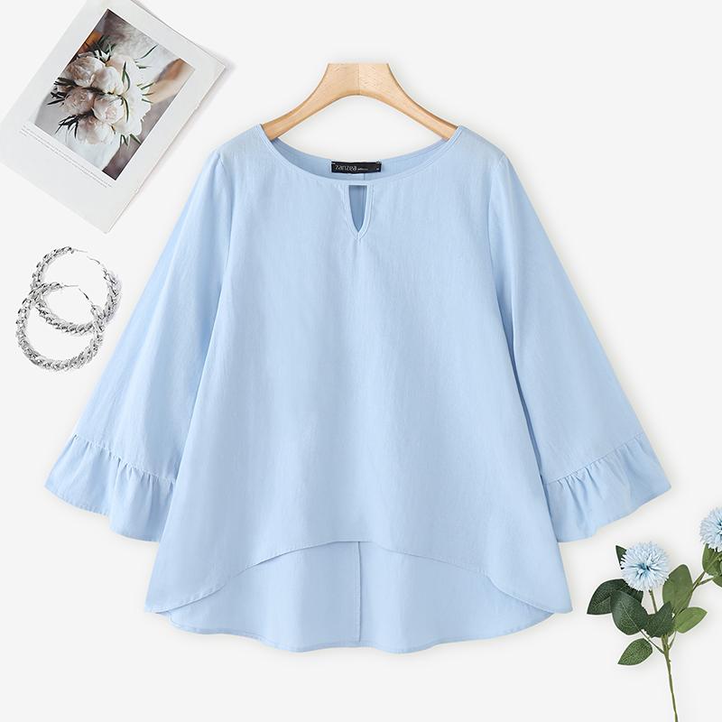 ZANZEA Женская повседневная хлопковая блузка с круглым вырезом и рукавом 3/4 5XL синий
ZANZEA Женская повседневная хлопковая блузка с круглым вырезом и рукавом 3/4 5XL синий