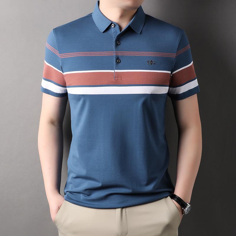 Чоловіча футболка з коротким рукавом, Літня смугаста футболка вільного крою з напіврукавом, Ділова футболка поло, Модний чоловічий одяг M синій
Чоловіча футболка з коротким рукавом, Літня смугаста футболка вільного крою з напіврукавом, Ділова футболка поло, Модний чоловічий одяг M синій