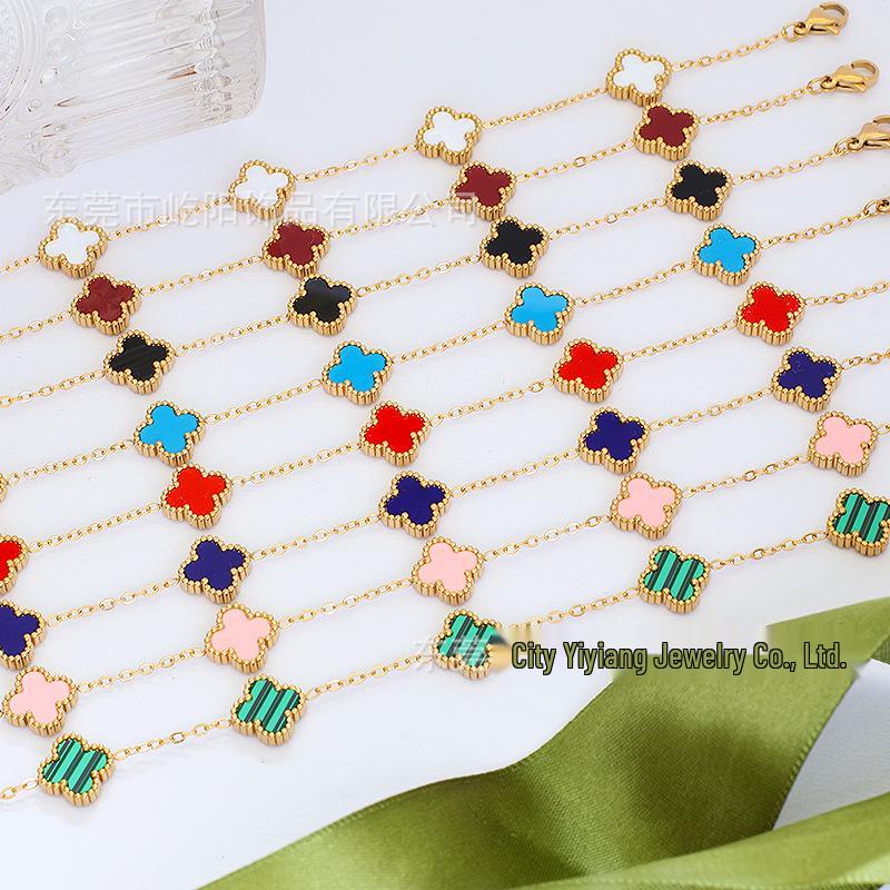 Elegant Double-Sided Four-Leaf Clover Bracelet – 11mm Five-Flower Light Luxury Jewelry 18K
Elegant Double-Sided Four-Leaf Clover Bracelet – 11mm Five-Flower Light Luxury Jewelry 18K