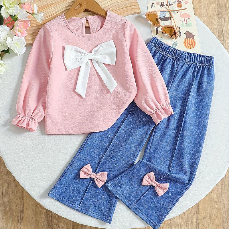 Summer Puff Sleeve 3D Bow Top & Denim Pants Set - Stylish Two-Piece for Kids 5-6Y
Summer Puff Sleeve 3D Bow Top & Denim Pants Set - Stylish Two-Piece for Kids 5-6Y