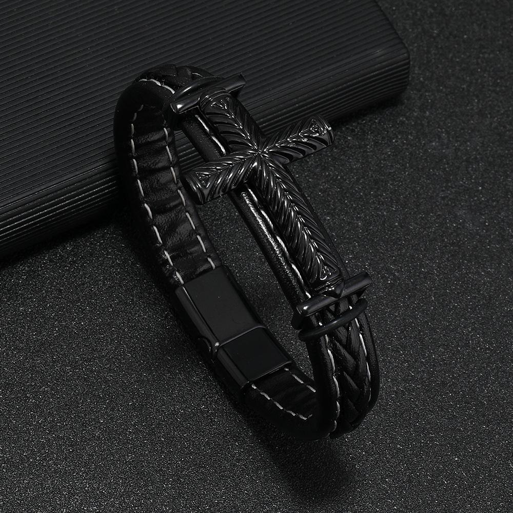 Men s Braided Leather Bracelet With Cross Buckle Design Trendy Stylish Wristband чёрный
Men s Braided Leather Bracelet With Cross Buckle Design Trendy Stylish Wristband чёрный