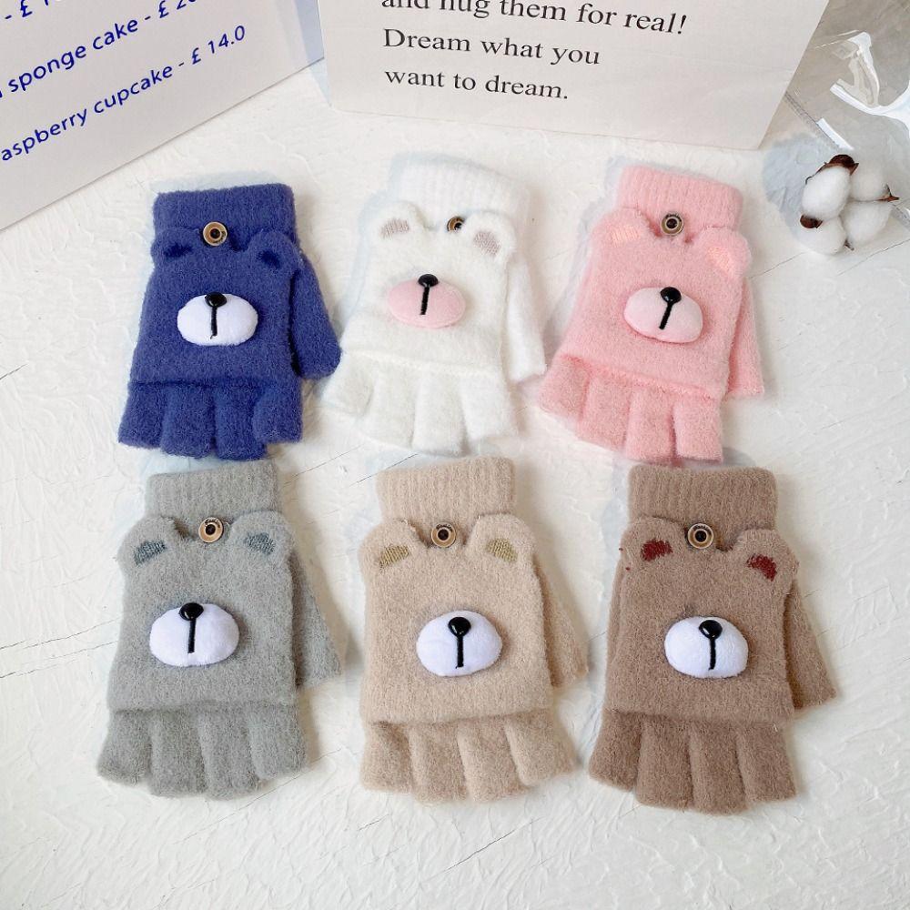 Cartoon Bear Half Finger Flip Gloves Plush Thicken Fingerless Gloves Knitting Mittens Women
Cartoon Bear Half Finger Flip Gloves Plush Thicken Fingerless Gloves Knitting Mittens Women