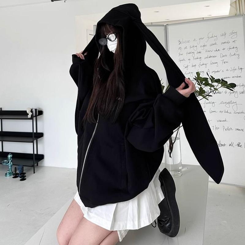 Spring Thin Big Extra Ears Hoodie Long Sleeve Hooded Sweatshirt Y2K Style Fashion Rabbit Oversized Zip-up Hoodies S чорний
Spring Thin Big Extra Ears Hoodie Long Sleeve Hooded Sweatshirt Y2K Style Fashion Rabbit Oversized Zip-up Hoodies S чорний