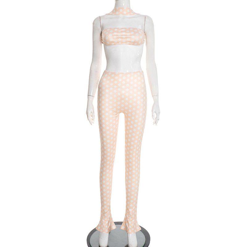 D25St573 Cross-Border European and American Women s Clothing Polka Dot Print Halter Neck Tank Top Backless Top and Tight Pants Two-Piece Set Apricot color S
D25St573 Cross-Border European and American Women s Clothing Polka Dot Print Halter Neck Tank Top Backless Top and Tight Pants Two-Piece Set Apricot color S