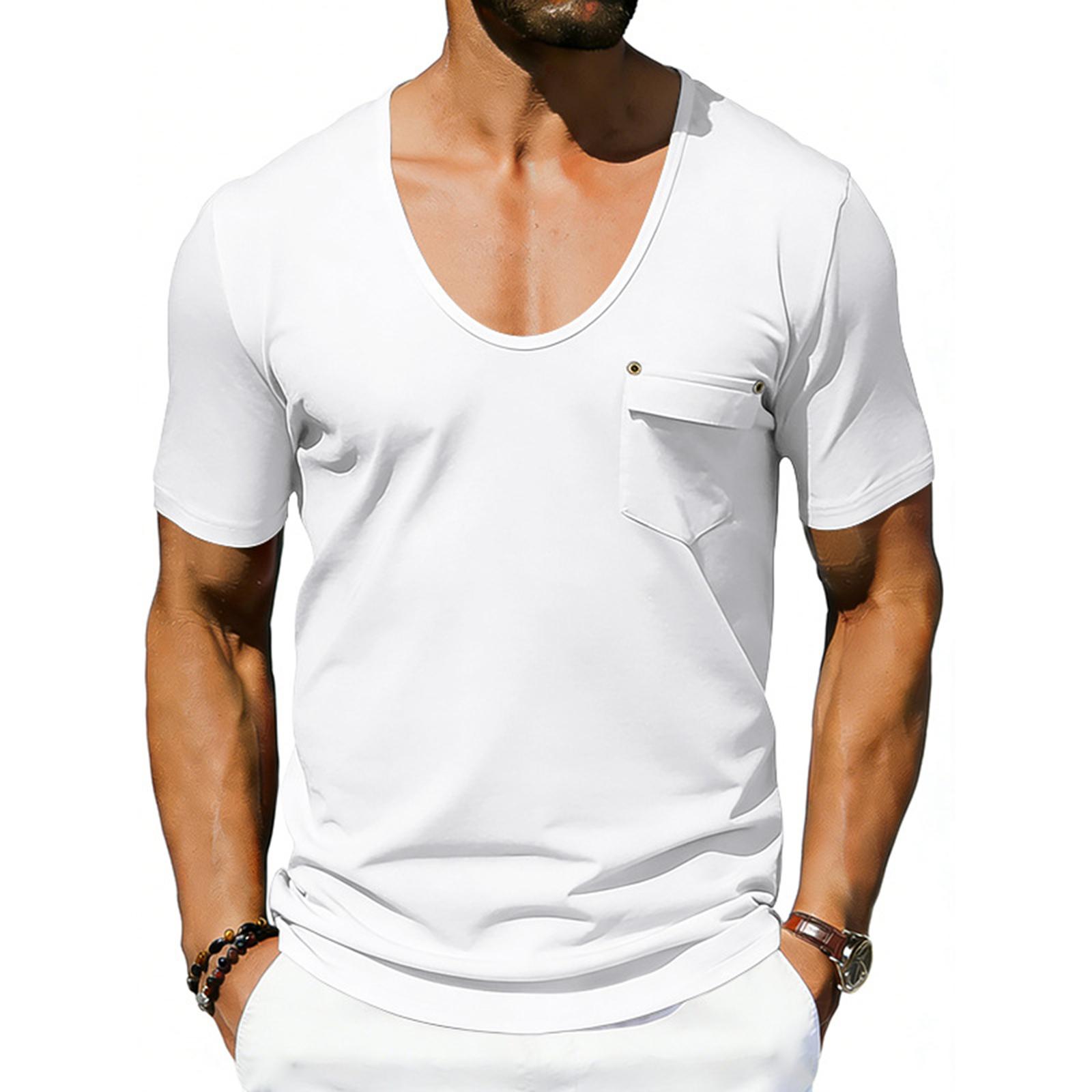 Men s U-neck Tie Pocket Casual Sports Short Sleeved Shirt M білий
Men s U-neck Tie Pocket Casual Sports Short Sleeved Shirt M білий