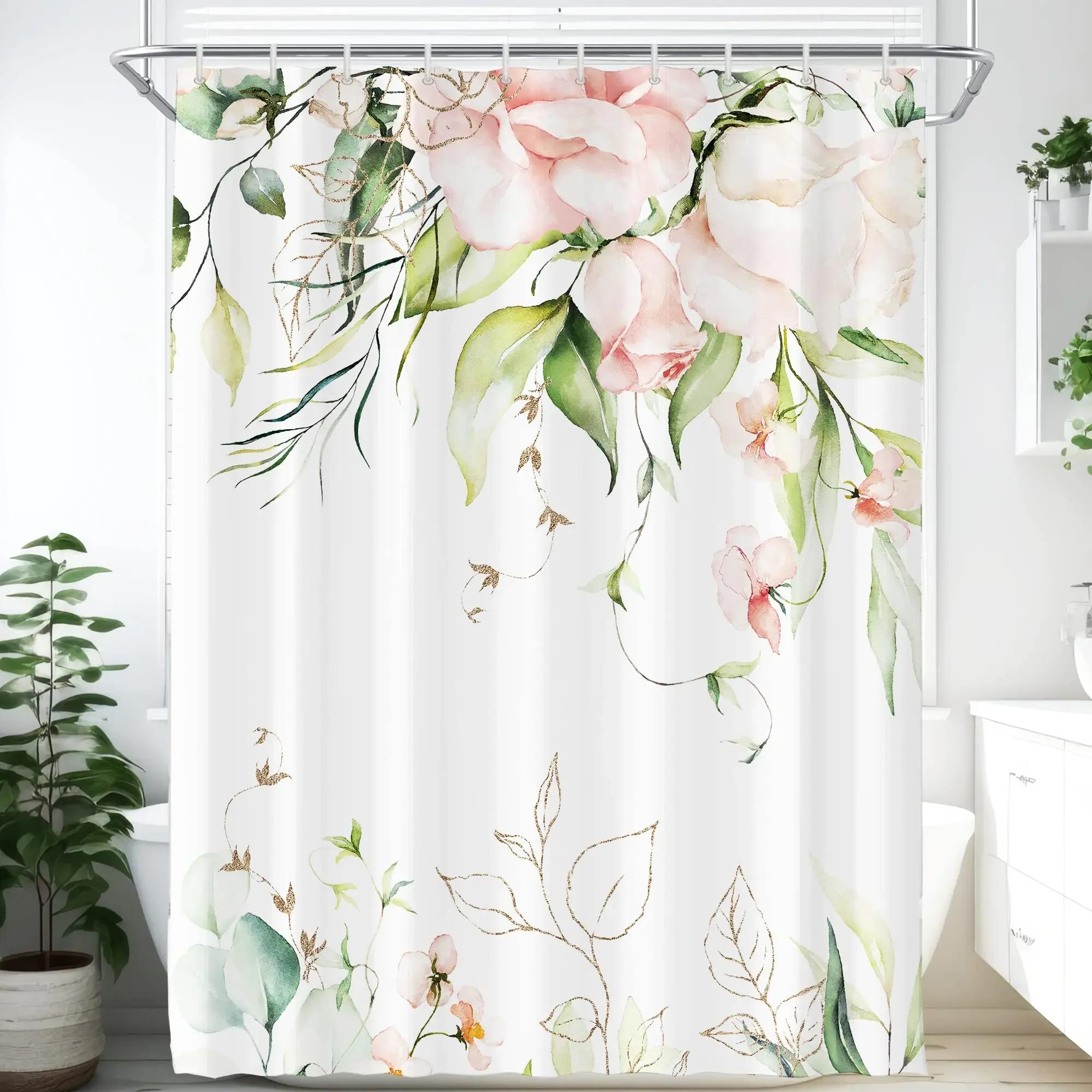 Elegant Floral Shower Curtain Set, Waterproof Fabric With Vibrant Blossoms For Romantic Bathroom Decor, Adds Garden Feel W60H190(CM)-1 Pcs
Elegant Floral Shower Curtain Set, Waterproof Fabric With Vibrant Blossoms For Romantic Bathroom Decor, Adds Garden Feel W60H190(CM)-1 Pcs