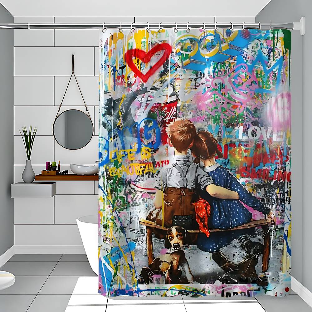 Бенксі вулиця графіті душова завіса відкритий пейзаж літні канікули декор ванної кімнати свято поліестерова штора для ванної кімнати з гачками 180x200 cm
Бенксі вулиця графіті душова завіса відкритий пейзаж літні канікули декор ванної кімнати свято поліестерова штора для ванної кімнати з гачками 180x200 cm
