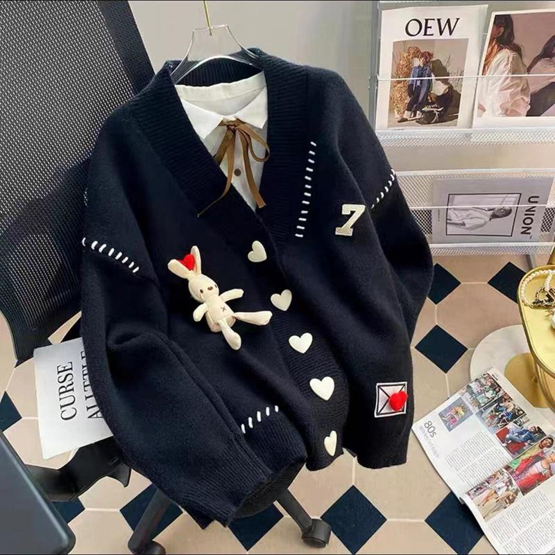 Кардиган Жіночий одяг Preppy Style Love Rabbit Sweet Pull Femme Casual Fashion В язані великі светри One Size чорний
Кардиган Жіночий одяг Preppy Style Love Rabbit Sweet Pull Femme Casual Fashion В язані великі светри One Size чорний