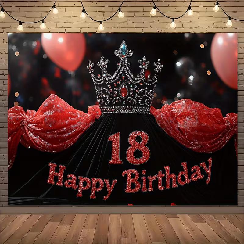 2D Happy 18th Birthday Photography Backdrop, Black Red Glitter & Crown Party Background Cloth 47.2x31.5inch/120*80cm
2D Happy 18th Birthday Photography Backdrop, Black Red Glitter & Crown Party Background Cloth 47.2x31.5inch/120*80cm