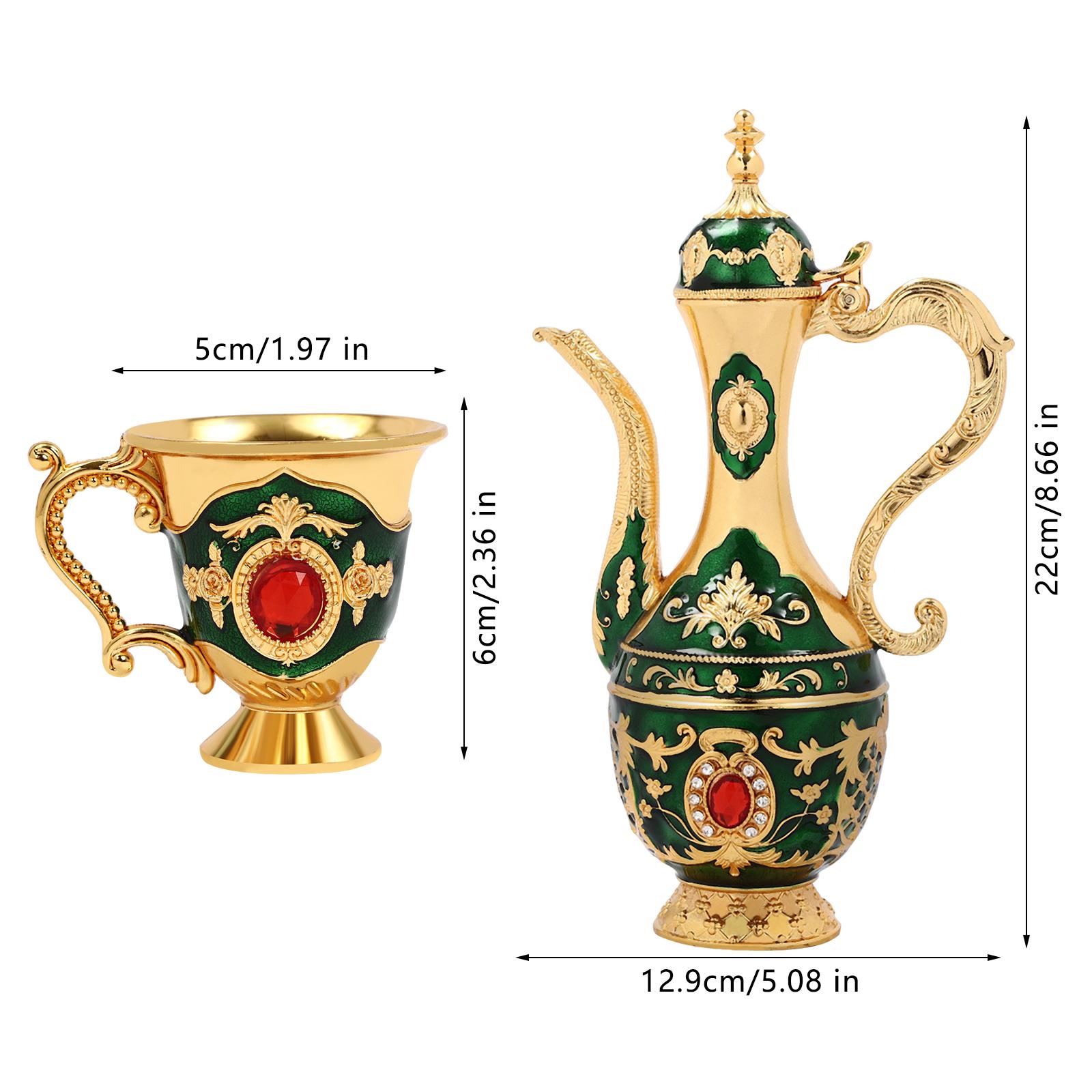 Turkish Tea Set, Vintage Coffee Pot with 6 Cups, Metal Luxury Teacups for Home Decor,Birthday,Christmas,Wedding (Gold and Green) золотий
Turkish Tea Set, Vintage Coffee Pot with 6 Cups, Metal Luxury Teacups for Home Decor,Birthday,Christmas,Wedding (Gold and Green) золотий