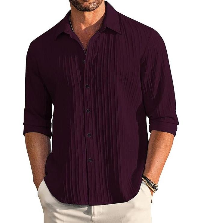 Men s Casual Button Down Shirts Long Sleeve Linen Shirt Fashion Textured Beach Summer Shirt L винний
Men s Casual Button Down Shirts Long Sleeve Linen Shirt Fashion Textured Beach Summer Shirt L винний