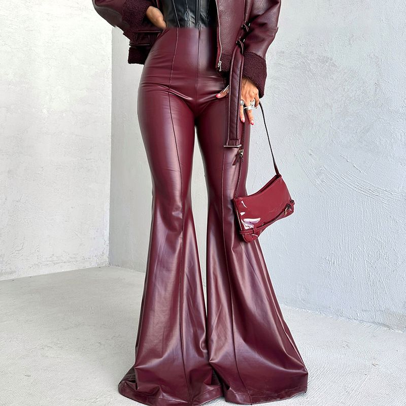 European and American Women clothes Slim fit 2025 New High Waist Light Feeling PU Leather Big Horn Stretch Mopping Trousers Trousers Burgundy L
European and American Women clothes Slim fit 2025 New High Waist Light Feeling PU Leather Big Horn Stretch Mopping Trousers Trousers Burgundy L