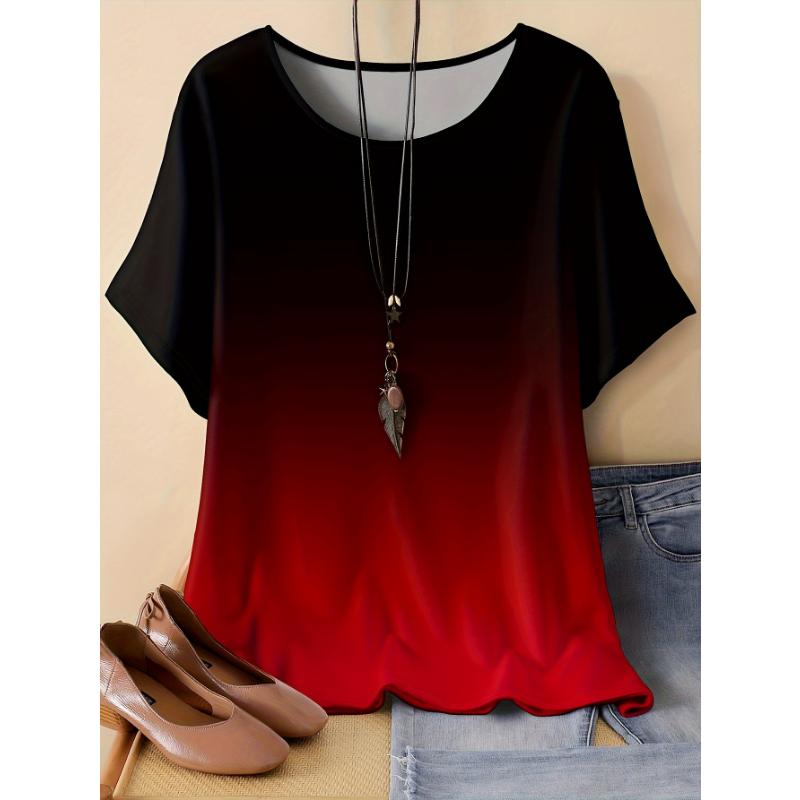 2025 New Plus Size Gradient T-shirt for Spring and Summer Casual Round Neck Short Sleeved Top for Women Plus Size Clothing S
2025 New Plus Size Gradient T-shirt for Spring and Summer Casual Round Neck Short Sleeved Top for Women Plus Size Clothing S