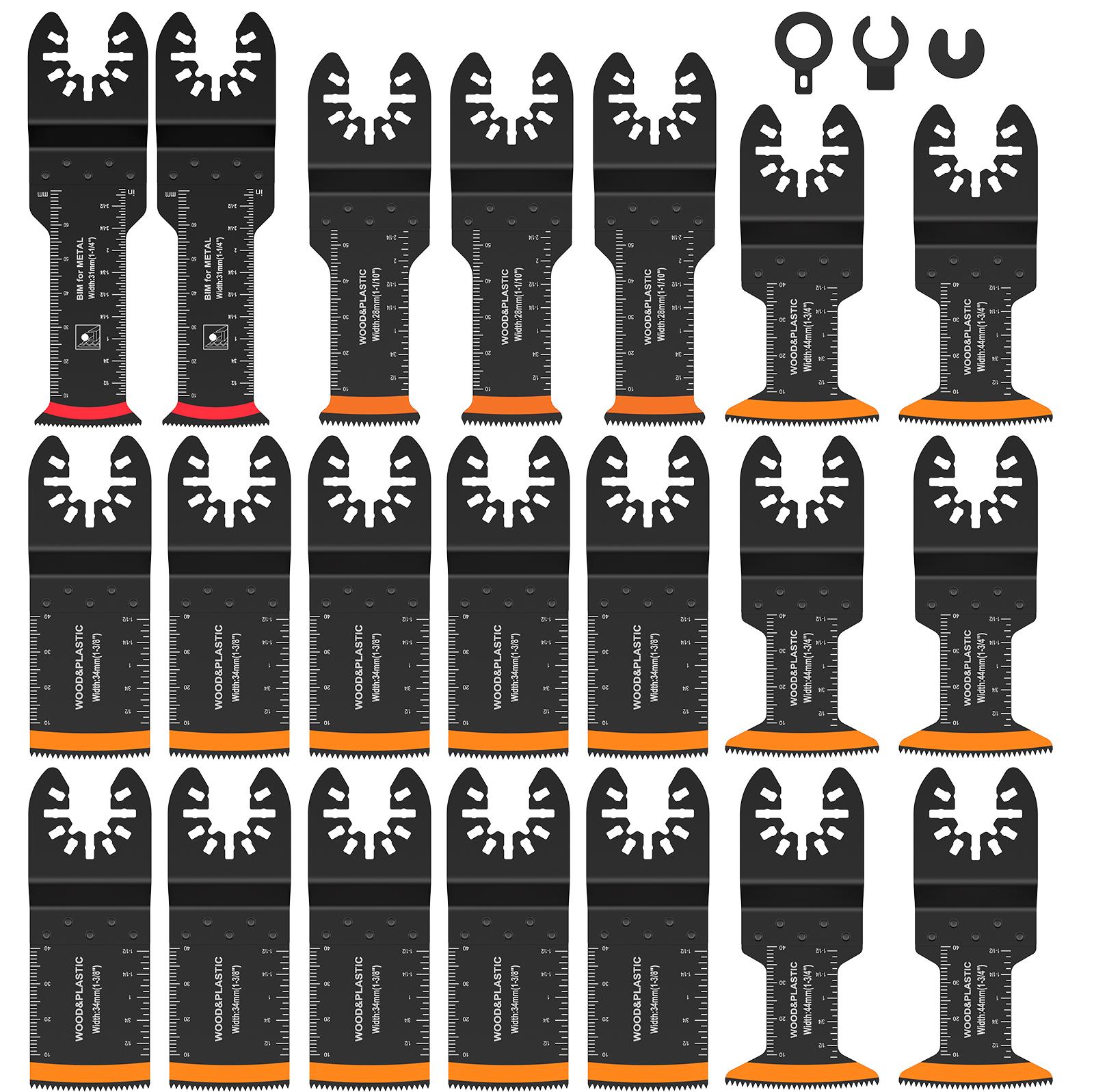 12/21Pcs Oscillating Saw Blades High Carbon Steel Multitool Blades Sharp Wear Resistant Oscillating Tool Fast Cutting Saw Blades
12/21Pcs Oscillating Saw Blades High Carbon Steel Multitool Blades Sharp Wear Resistant Oscillating Tool Fast Cutting Saw Blades