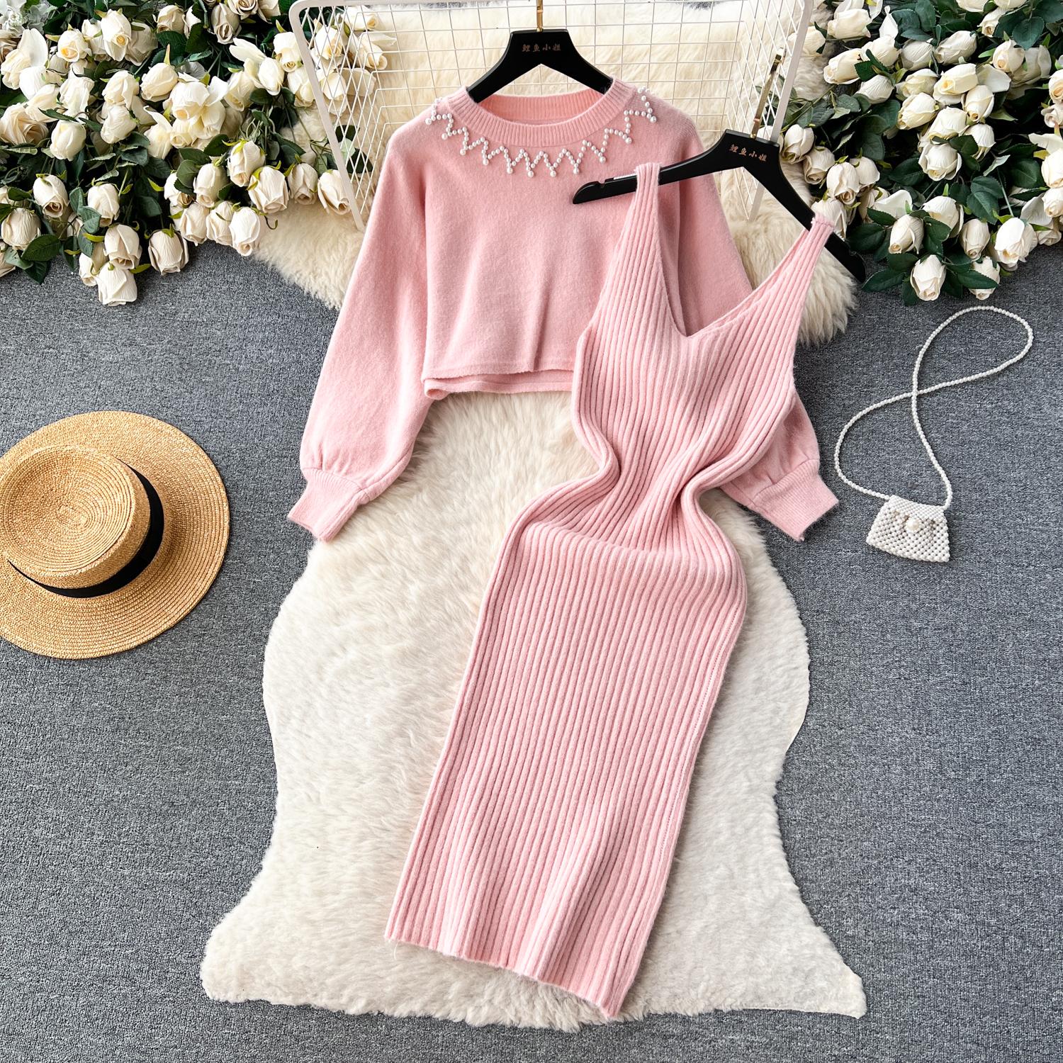 Осень-зима женский элегантный вязаный свитер комплект из двух предметов женский тонкий облегающее платье-футляр и пуловер с бисером топы костюм One Size розовый
Осень-зима женский элегантный вязаный свитер комплект из двух предметов женский тонкий облегающее платье-футляр и пуловер с бисером топы костюм One Size розовый