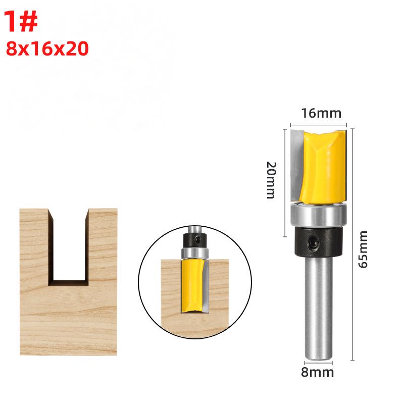4-Piece Set: 8-Pattern Double Flute D16 Straight Router Bits with Single Bearing for Woodworking Trimming
4-Piece Set: 8-Pattern Double Flute D16 Straight Router Bits with Single Bearing for Woodworking Trimming