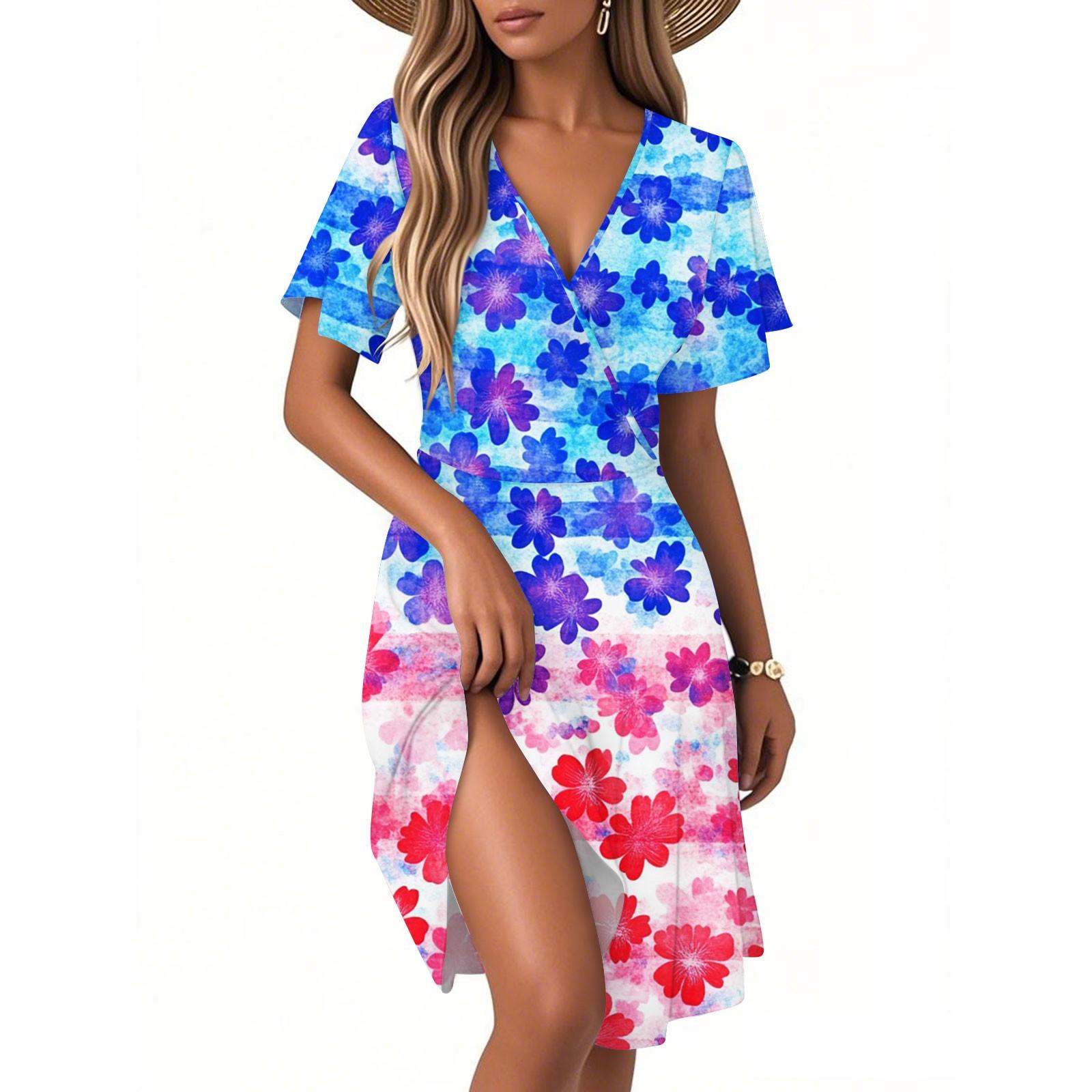 Women s Casual Fashion Dress Vintage Floral Floral Short Sleeve V-neck Dress S синій
Women s Casual Fashion Dress Vintage Floral Floral Short Sleeve V-neck Dress S синій