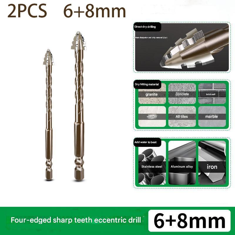 10/8PCS High-Four-edged Serrated Eccentric Drill Bits Set For Glass Ceramic Concrete Brick Drilling Tools 6-12mm Drill Bits Set
10/8PCS High-Four-edged Serrated Eccentric Drill Bits Set For Glass Ceramic Concrete Brick Drilling Tools 6-12mm Drill Bits Set