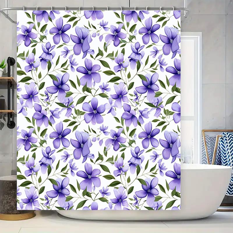 Purple Floral Shower Curtain White Background With Green Leaves Waterproof Fabric For Bathroom Decor (84 X 72 In) W60H190(CM)-1 Pcs
Purple Floral Shower Curtain White Background With Green Leaves Waterproof Fabric For Bathroom Decor (84 X 72 In) W60H190(CM)-1 Pcs