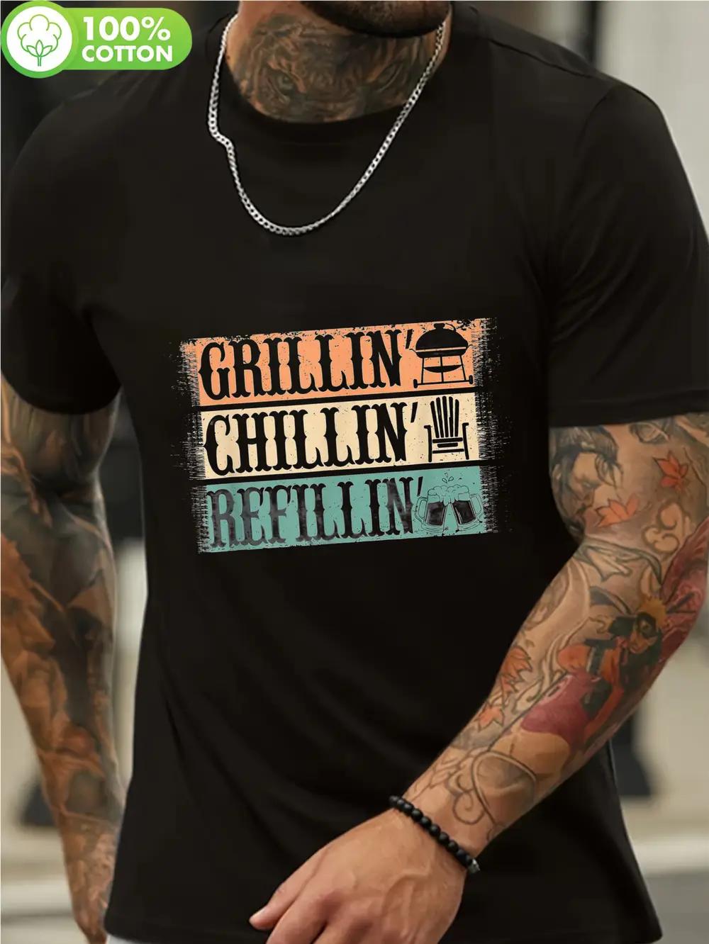 Funny Vintage Grill Dad T-shirt - 100% Cotton 180g Heavyweight Casual Fit Tee with GRILLIN CHILLIN REPTILIN Graphic & BBQ Grill Design for Men XL
Funny Vintage Grill Dad T-shirt - 100% Cotton 180g Heavyweight Casual Fit Tee with GRILLIN CHILLIN REPTILIN Graphic & BBQ Grill Design for Men XL