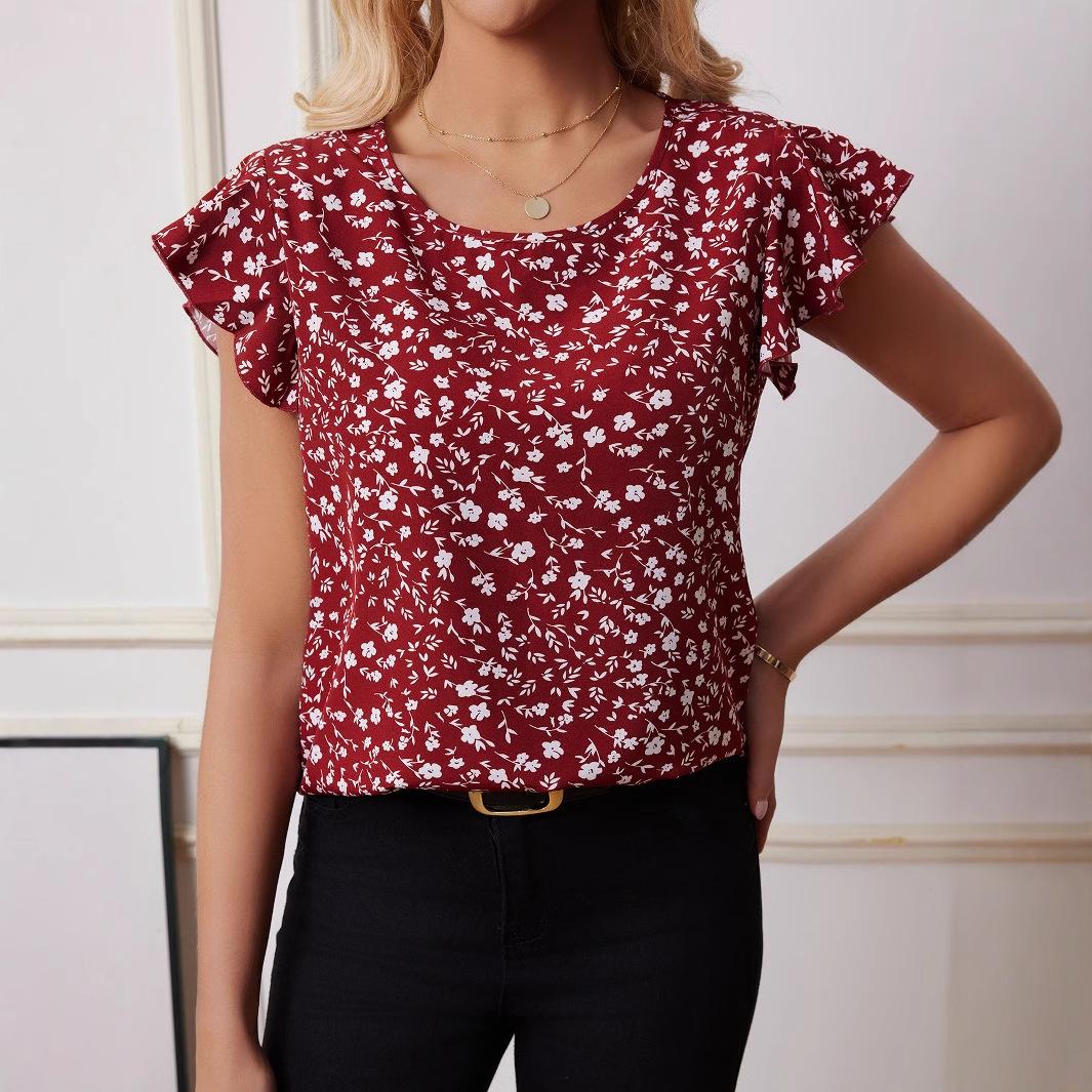 2025 Summer Chiffon Short Sleeve Printed Round Neck T-Shirt - European & American Fashion Casual Top L темно-синього кольору
2025 Summer Chiffon Short Sleeve Printed Round Neck T-Shirt - European & American Fashion Casual Top L темно-синього кольору