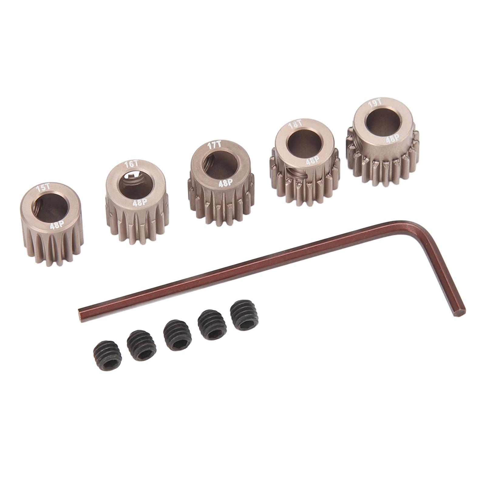 48DP Pinion Motor Gear 15T 16T 17T 18T 19T Stable Operation 7075 Aluminium Alloy for 1/10 RC Model 5mm Shaft
48DP Pinion Motor Gear 15T 16T 17T 18T 19T Stable Operation 7075 Aluminium Alloy for 1/10 RC Model 5mm Shaft