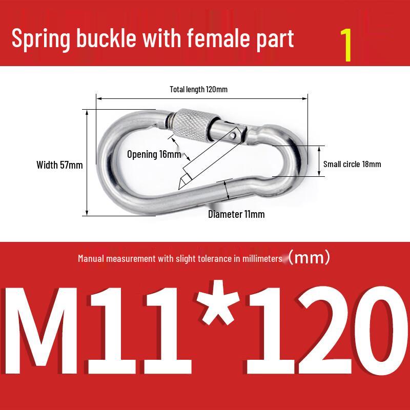 Outdoor Stainless Steel Locking Rope Clip Hook, M11*120 (3-Pack)
Outdoor Stainless Steel Locking Rope Clip Hook, M11*120 (3-Pack)