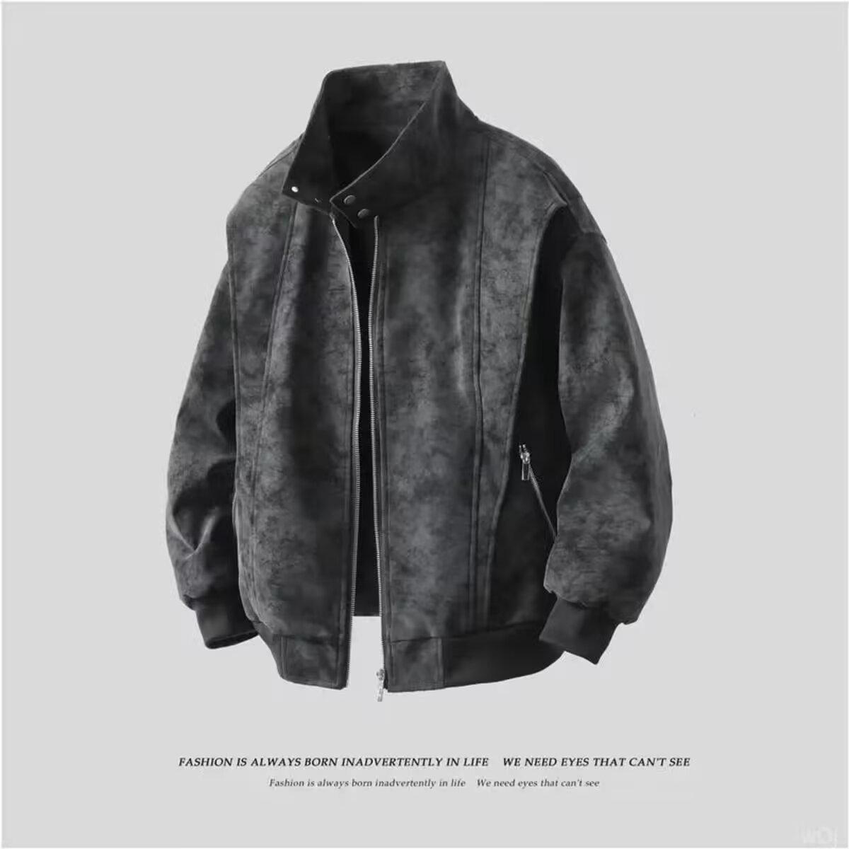 Unisex Thickened Maillard Leather Jacket, Retro Baseball Collar, Casual Loose Fit, Spring/Autumn, Hong Kong Style 3XL
Unisex Thickened Maillard Leather Jacket, Retro Baseball Collar, Casual Loose Fit, Spring/Autumn, Hong Kong Style 3XL