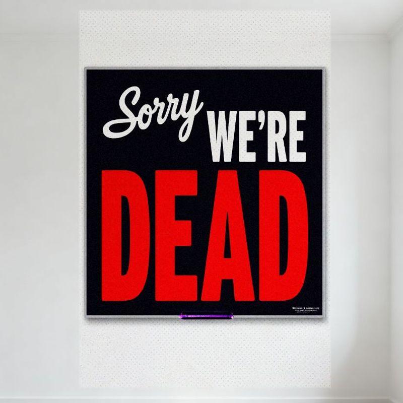 Sorry We re Dead Retro Vintage Metal Tin Sign Cursive White Red Text Framed Plaque for Bar Cafe Home Man Cave Decor 20x30cm(7.8x11.8inch)
Sorry We re Dead Retro Vintage Metal Tin Sign Cursive White Red Text Framed Plaque for Bar Cafe Home Man Cave Decor 20x30cm(7.8x11.8inch)