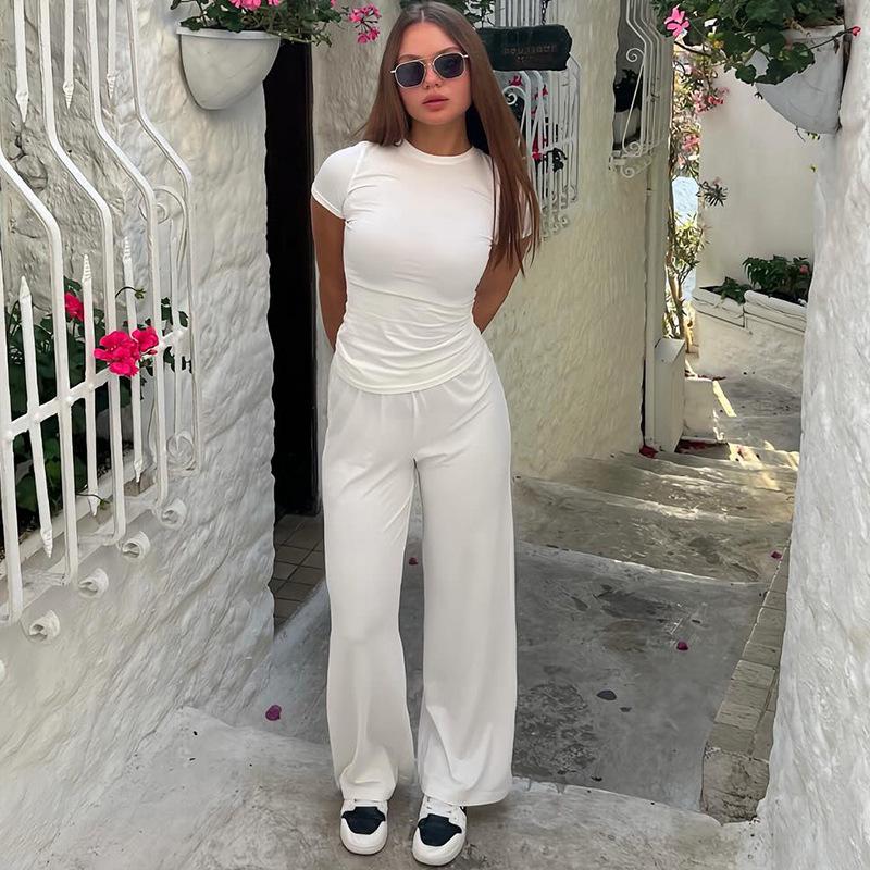 European & American Spring/Summer Women s Casual Round Neck Solid Color Fashion Long/Short Sleeve Wide Leg Pants Set Medium
European & American Spring/Summer Women s Casual Round Neck Solid Color Fashion Long/Short Sleeve Wide Leg Pants Set Medium