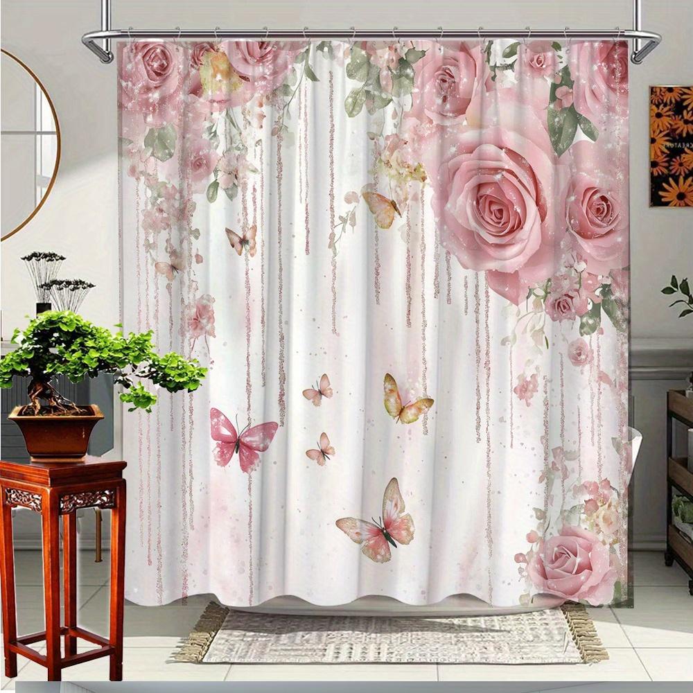 1Pc Floral Rose And Butterfly Shower Curtain, Elegant Pink Roses And Butterflies Print For Bathroom And Patio Decor, Romantic W60H190(CM)-1 Pcs
1Pc Floral Rose And Butterfly Shower Curtain, Elegant Pink Roses And Butterflies Print For Bathroom And Patio Decor, Romantic W60H190(CM)-1 Pcs
