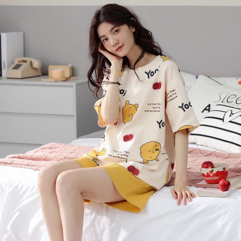 Pajamas women s summer cotton short-sleeved new summer women s stripes loose and can be worn outside loungewear suit M
Pajamas women s summer cotton short-sleeved new summer women s stripes loose and can be worn outside loungewear suit M